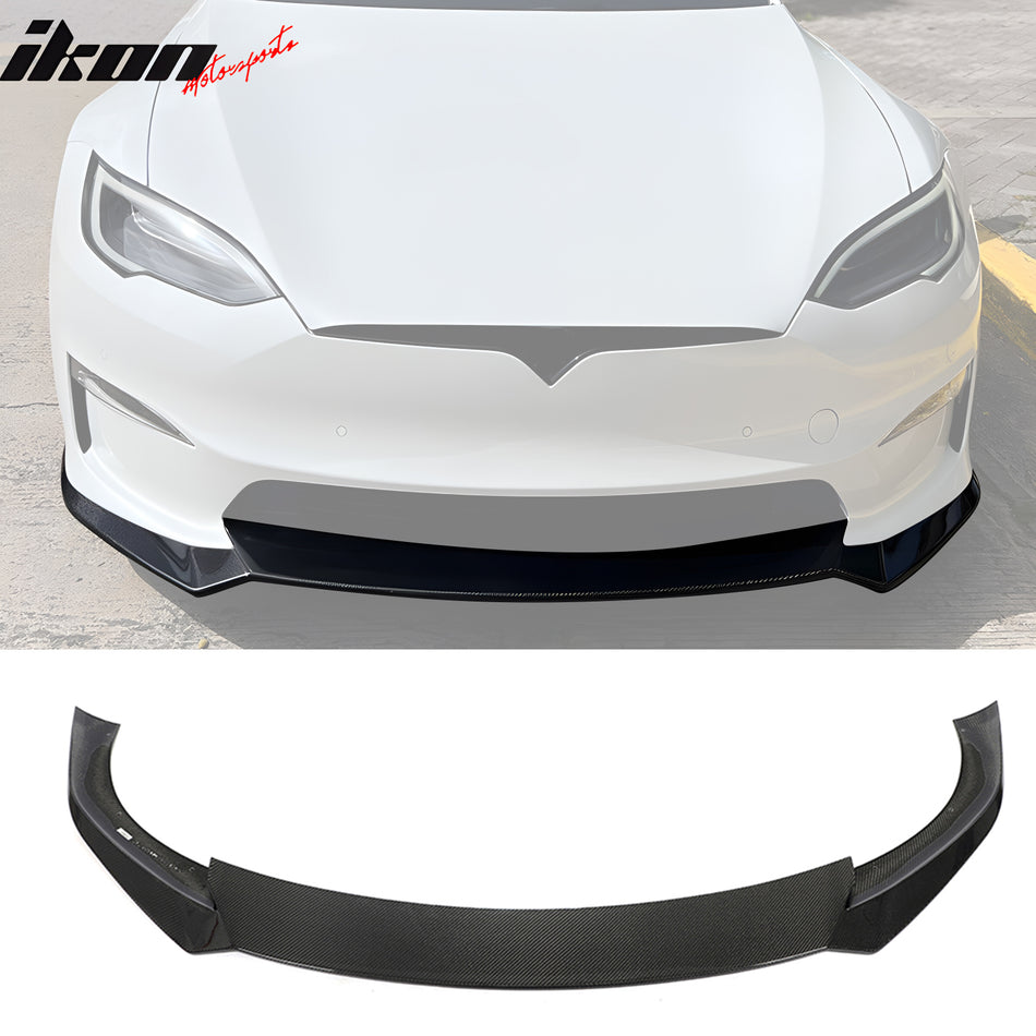 2021-2023 Tesla Model S Gloss Black Revozport Front Lip Carbon Fiber