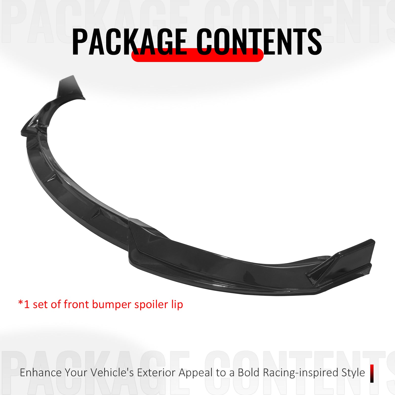 Fits 16-21 Tesla Model X Front Bumper Lip Splitter Chin Splitter PP Gloss Black