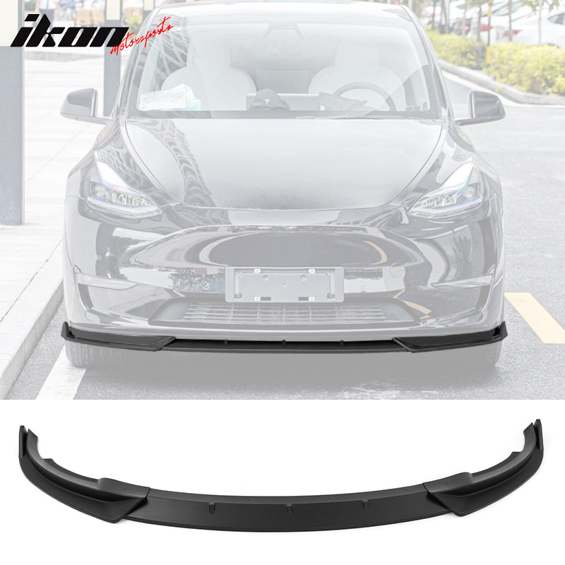 IKON MOTORSPORTS, 3PCS Front Bumper Lip Compatible With 2020-2023 Tesla Model Y, Front Bumper Lip Spoiler Splitter IKON Style PP