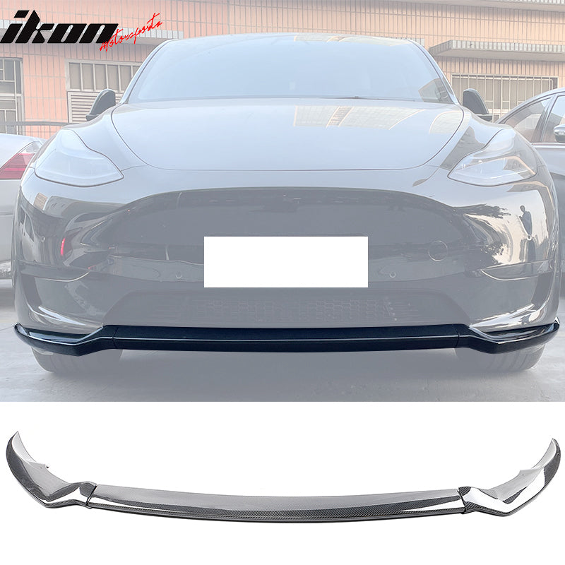 2020-2024 Tesla Y Track Pack Gloss Black Front Bumper Lip Carbon Print