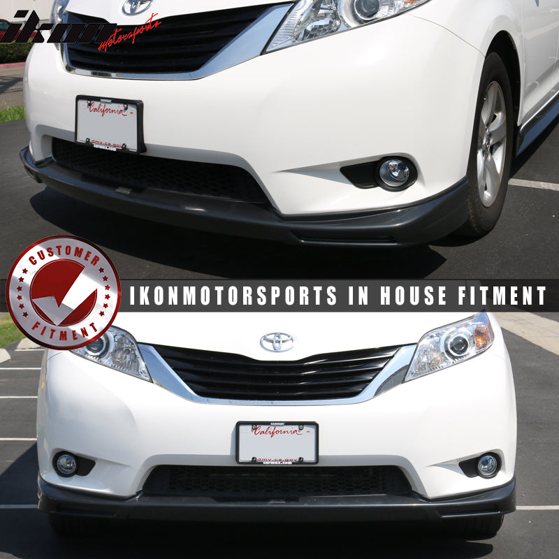 IKON MOTORSPORTS, Front Bumper Lip Compatible With 2011-2017 Toyota Sienna, MP Style Painted PU Front Lip Finisher Under Chin Spoiler Add On, 2012 2013 2014 2015 2016