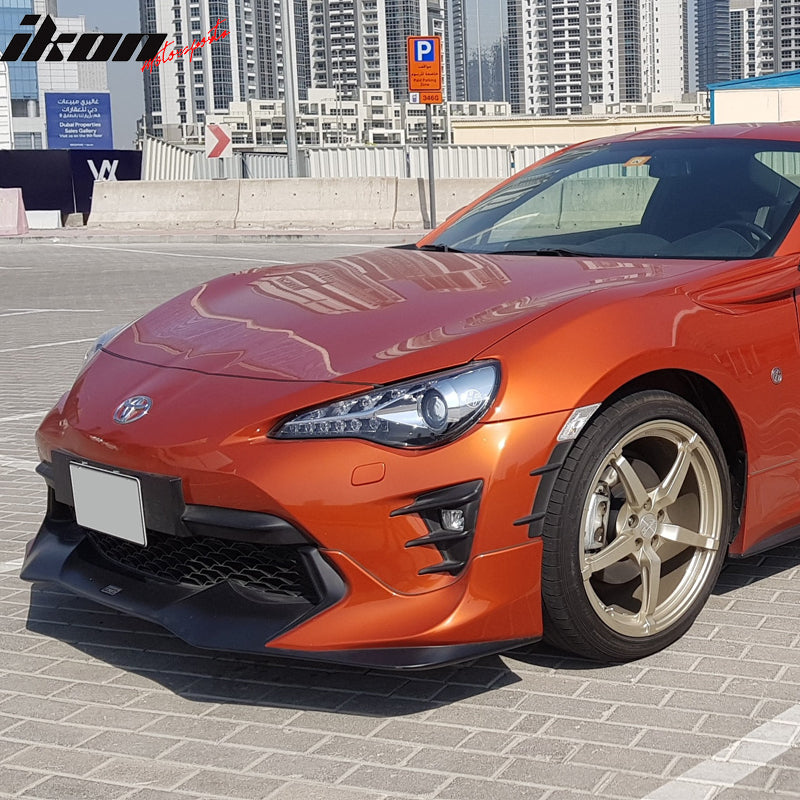 IKON MOTORSPORTS, Front Bumper Lip Compatible With 2017-2020 Toyota 86 Coupe 2-Door, TRD Style PP Polypropylene Front Lip Finisher Under Chin Spoiler Add On