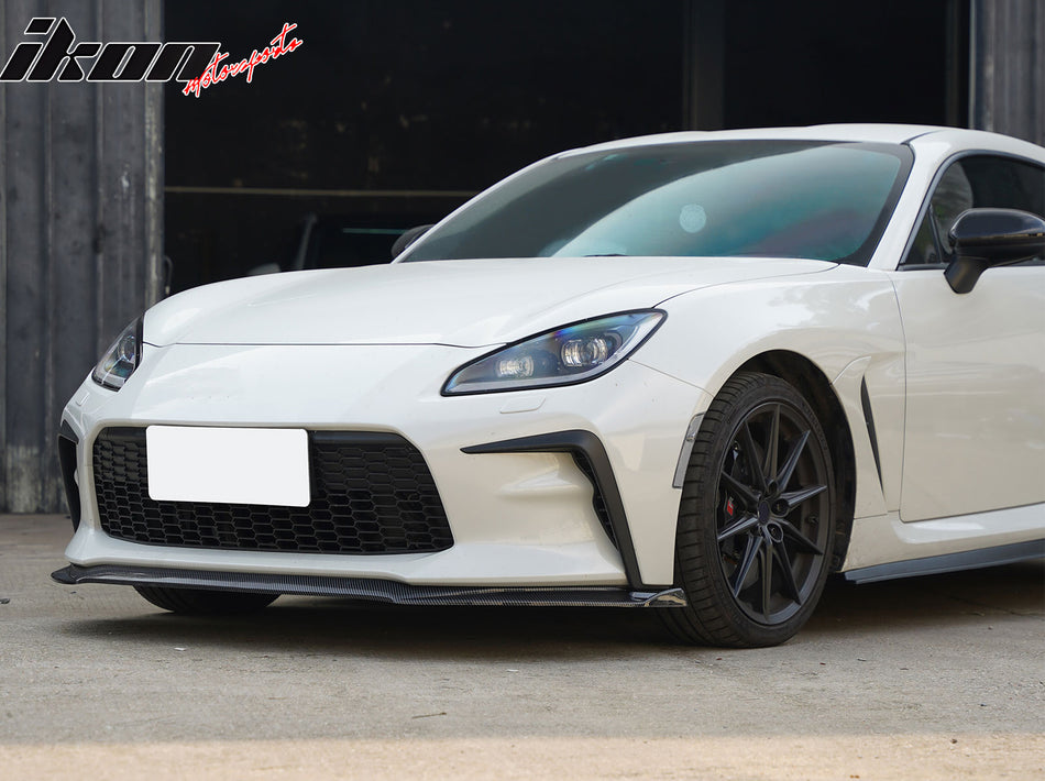 IKON MOTORSPORTS Front Bumper Lip, Compatible with 2022-2026 Toyota GR86, IKON V7 Style Carbon Fiber Print ABS Air Dam Chin Spoiler Protector Splitter 1PCS