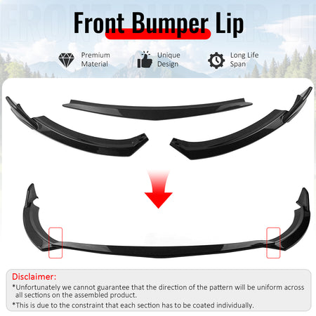 Fits 22-26 Toyota GR86 T Style Front Bumper Lip Chin Spoiler Carbon Fiber Print