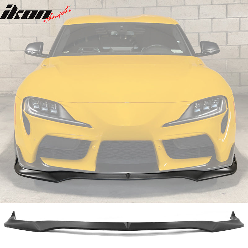 IKON MOTORSPORTS, Front Bumper Lip Compatible With 2020-2023 Toyota GR Supra A90, Front Bumper Lip Spoiler Lower Air Dam Chin Replacement IKON Style PP Polypropylene, 2021 2022