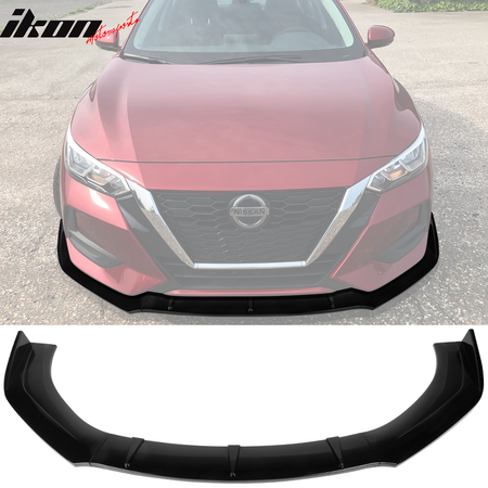 IKON MOTORSPORTS, 3PCS Front Bumper Lip Compatible With 2013-2021 Nissan Sentra, Front Bumper Lip Body Kit Spoiler Splitter Air Dam Chin PP - Polypropylene Carbon Fiber Print, 2014 2015 2016 2017 2018