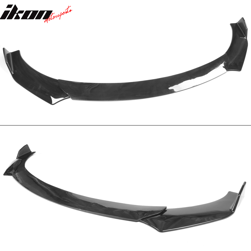 IKON MOTORSPORTS, Compatible with 62-66 Width Car, Adjustable A Style  Front Bumper Lip Chin Splitter Spoiler Air Dam Gloss Black PP 3PCS