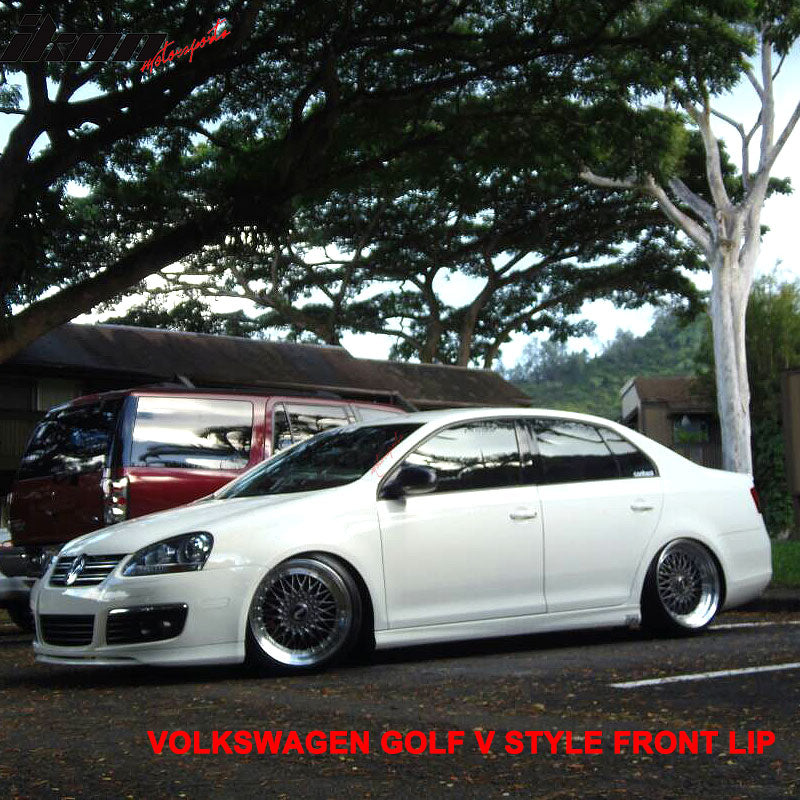 Front Bumper Lip Compatible With 2005-2010 VW Golf, Euro V-style black Urethane PU Guard Protection Finisher Under Chin Spoiler by IKON MOTORSPORTS, 2006 2007 2008 2009