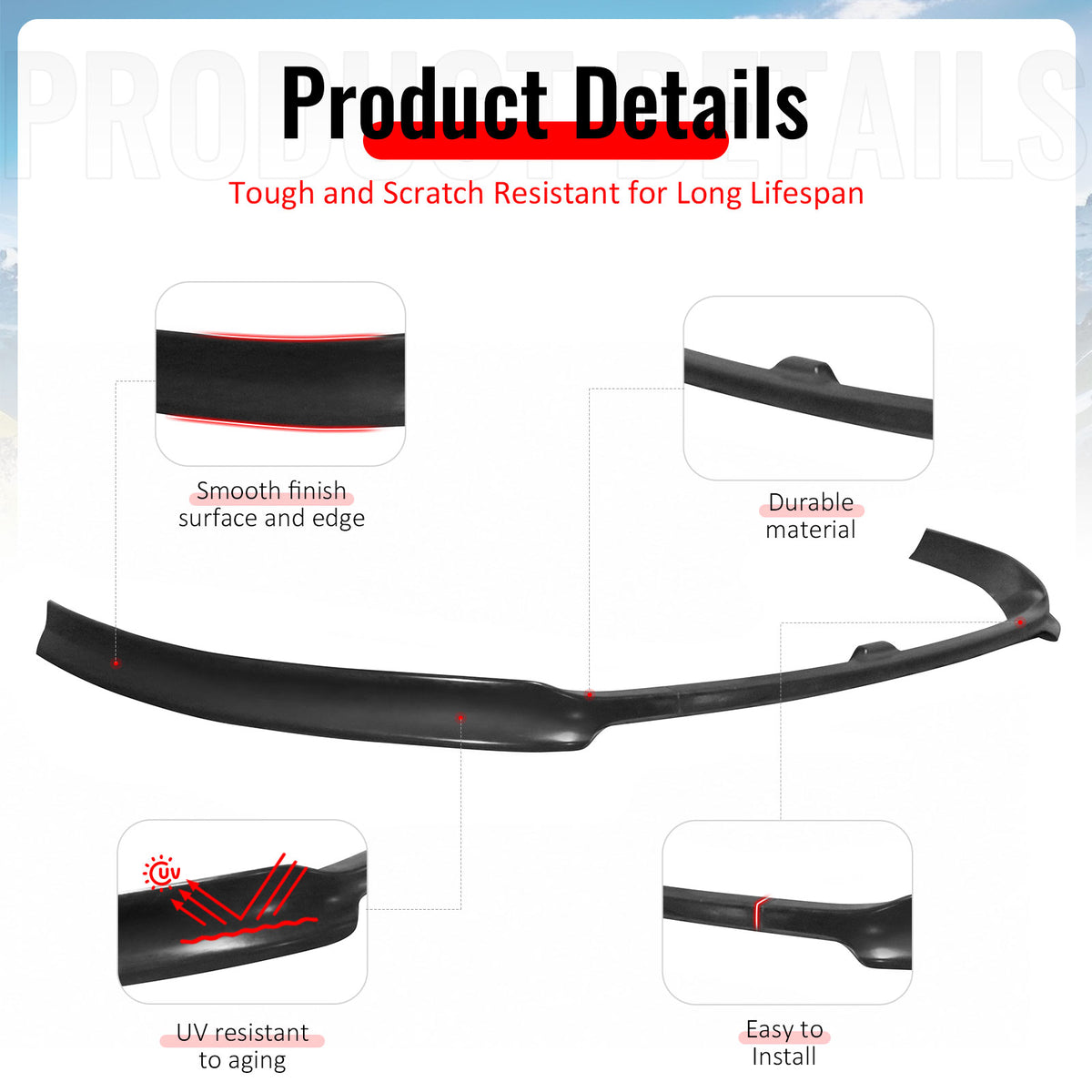 For 10-14 Volkswagen GTI MK6 EC Style PU Front Bumper Lip Chin Spoiler Unpainted