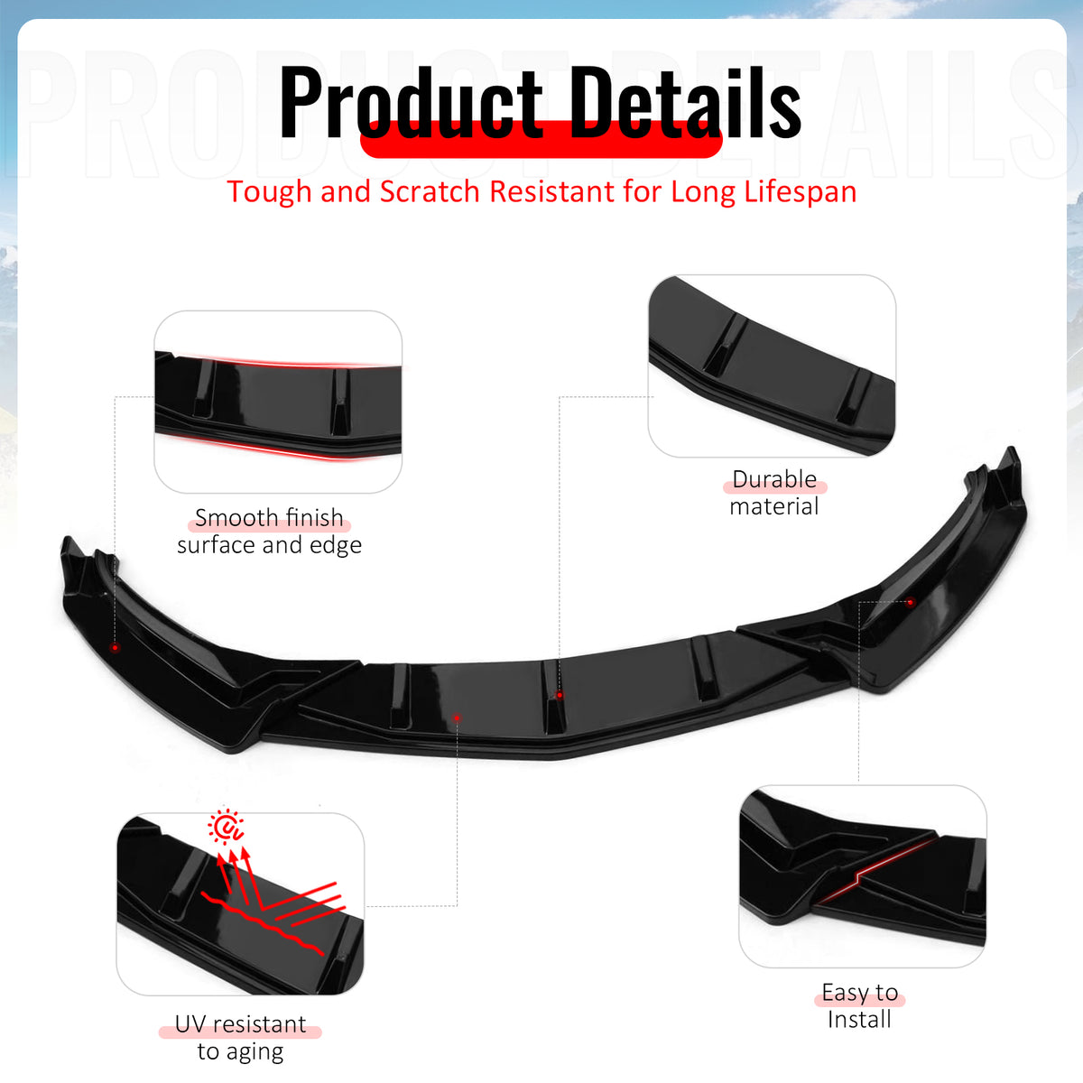 Fits 19-21 Volkswagen Jetta IKON V1 Front Bumper Lip Chin Spoiler Gloss Black PP
