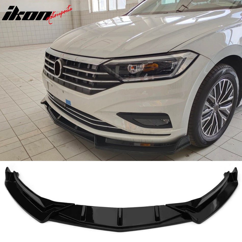 2019-2021 Volkswagen Jetta IKON V1 Style Gloss Black Front Bumper Lip PP 3PCS