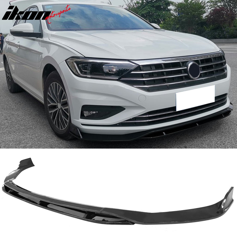 2019-2021 Volkswagen Jetta IKON V2 Style Gloss Black Front Bumper Lip PP 4PCS