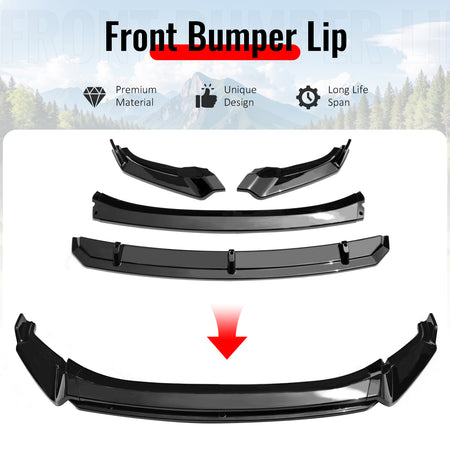 For 22-24 VW Tiguan SE SEL R-Line IKON Front Bumper Lip Chin Spoiler Gloss Black