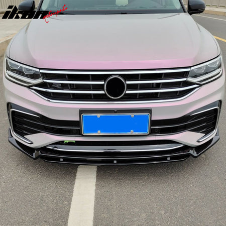 For 22-24 VW Tiguan SE SEL R-Line IKON Front Bumper Lip Chin Spoiler Gloss Black