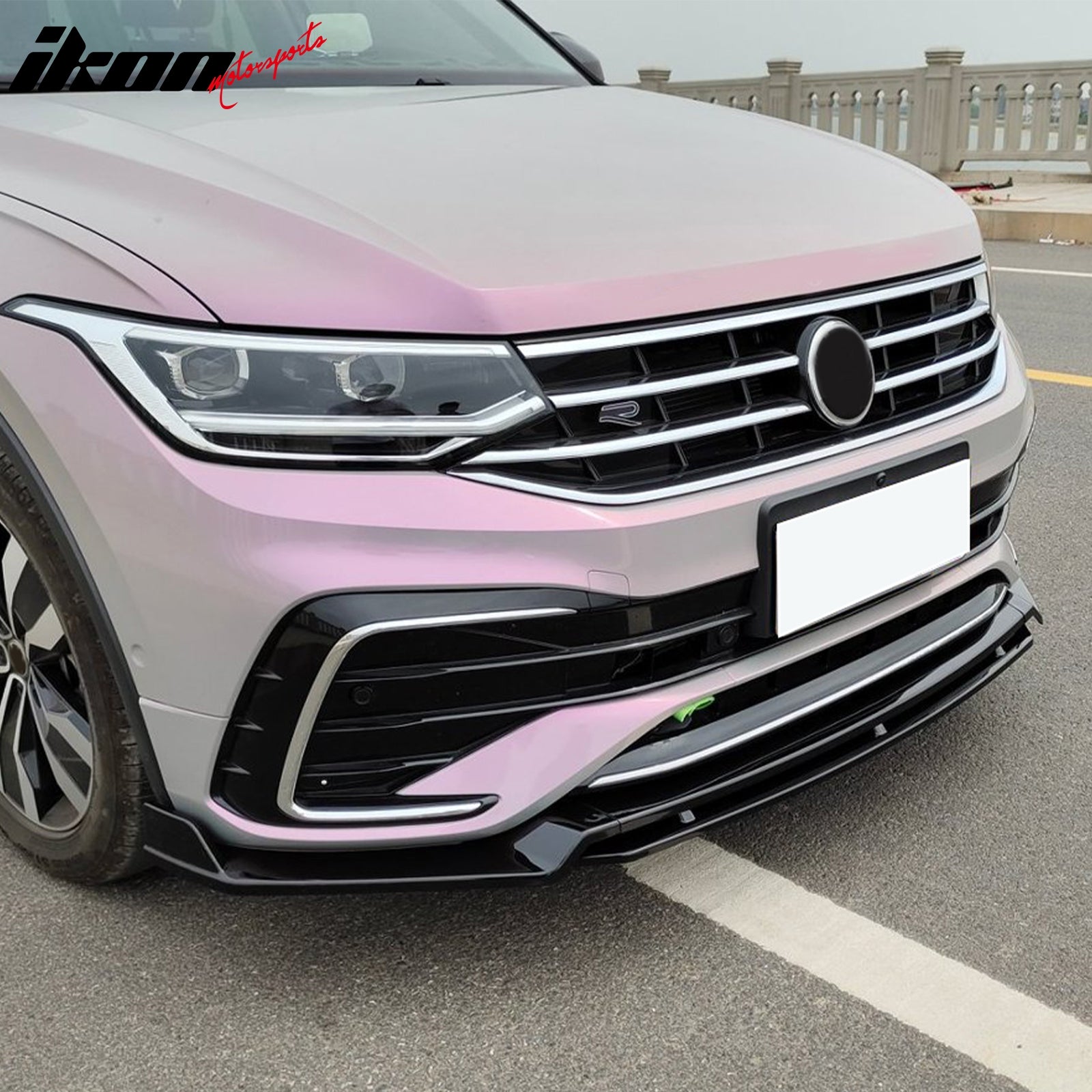 For 22-24 VW Tiguan SE SEL R-Line IKON Front Bumper Lip Chin Spoiler Gloss Black