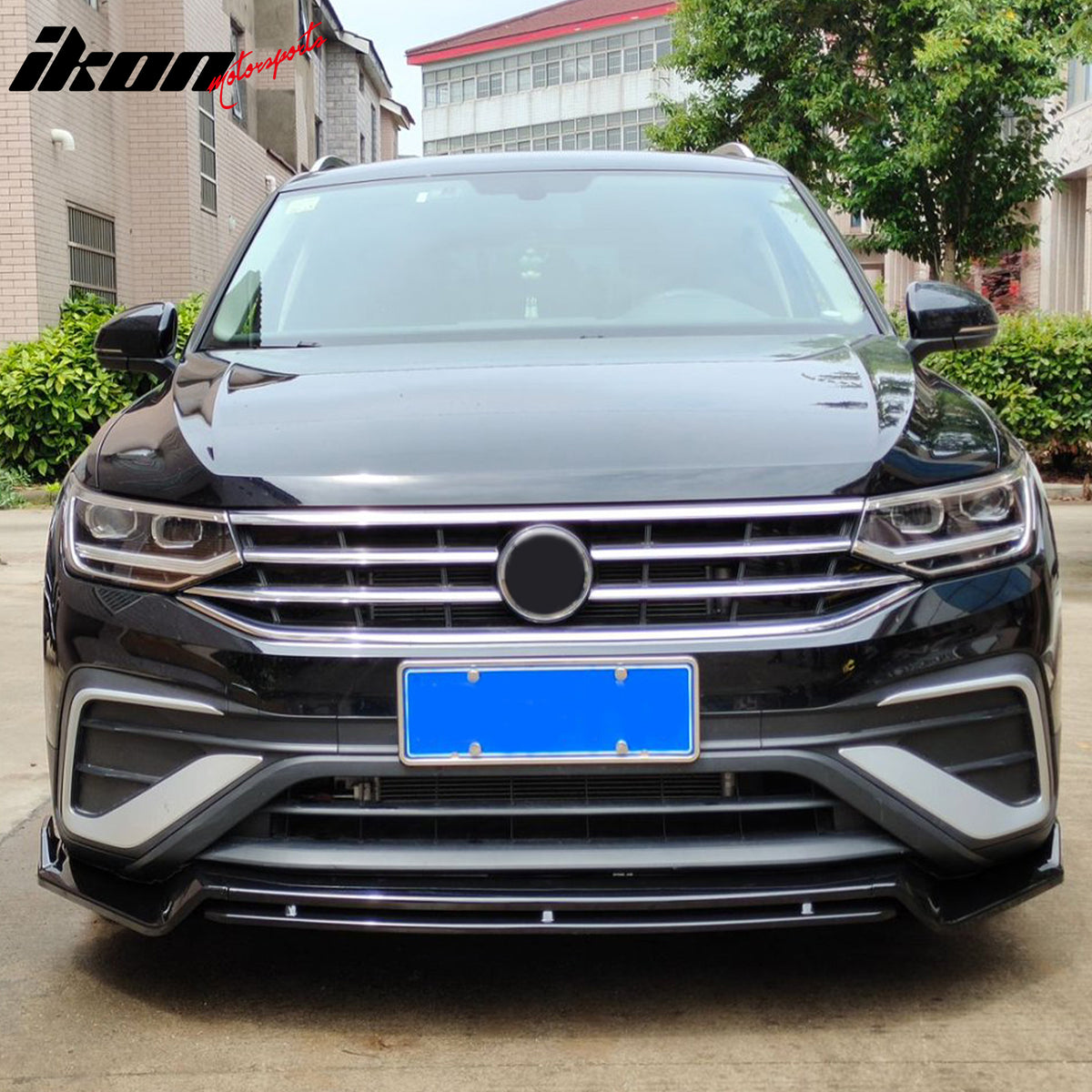 Fits 22-24 VW Tiguan S SE Base IKON Front Bumper Lip Chin Spoiler Gloss Black