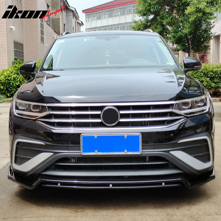Fits 22-24 VW Tiguan S SE Base IKON Front Bumper Lip Chin Spoiler Gloss Black