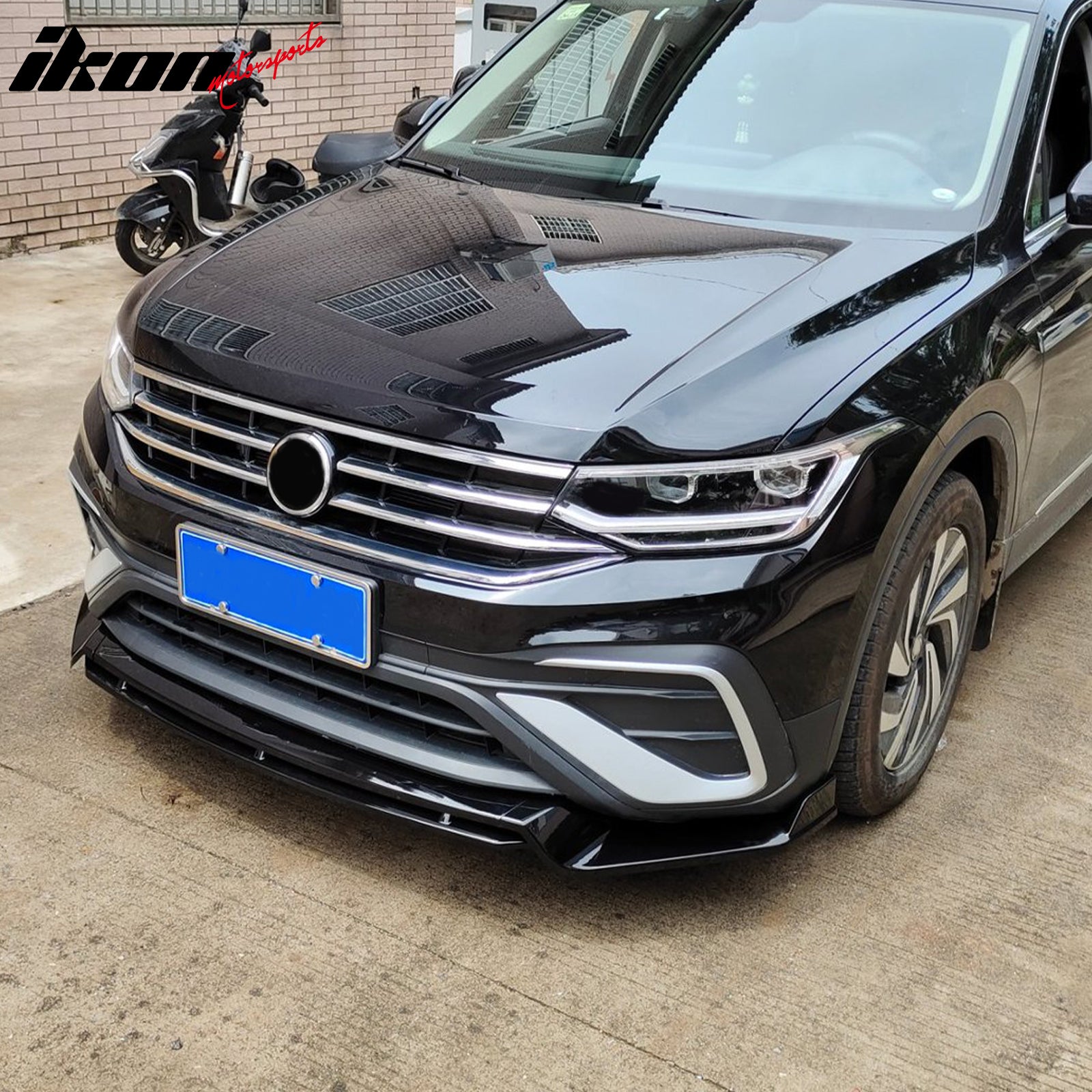 Fits 22-24 VW Tiguan S SE Base IKON Front Bumper Lip Chin Spoiler Gloss Black