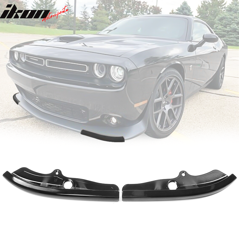 IKON MOTORSPORTS, Front Lip Cover Compatible With 2015-2023 Dodge Challenger Scat Pack, Air Dam Chin Body Kit Front Bumper Lip Spiltter