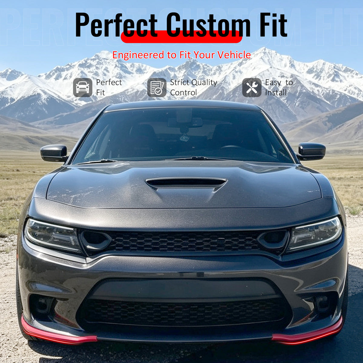 Fit 2015-2023 Dodge Charger Front Bumper Lip Splitter Protector Pink ABS