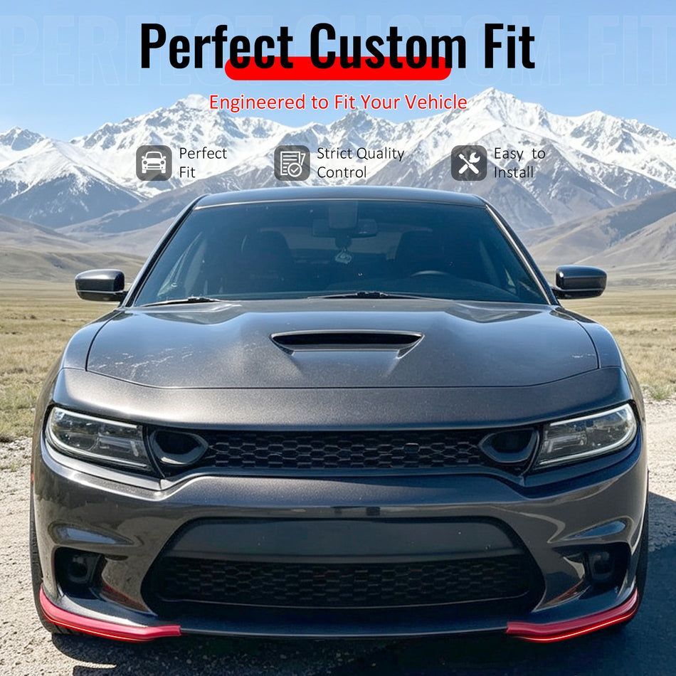 Fit 2015-2023 Dodge Charger Front Bumper Lip Splitter Protector Pink ABS