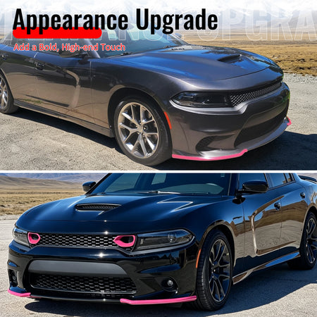 Fits 15-23 Dodge Charger Front Bumper Lip Spoiler Splitter Protector ABS Pink