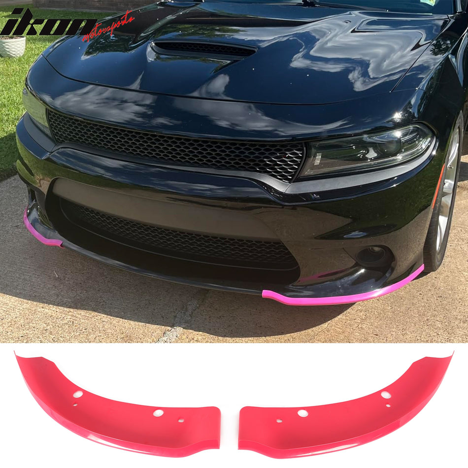 2015-2023 Dodge Charger Front Lower Bumper Lip Air Dam Chin Spoiler Splitter Protector Added on Pink ABS