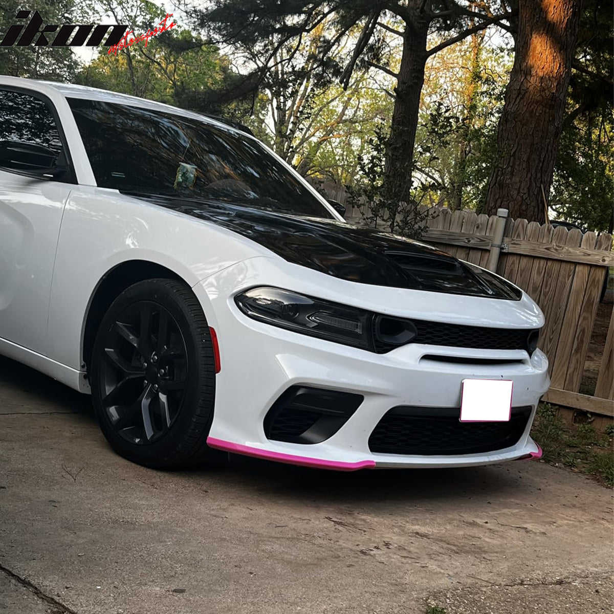 Fits 15-23 Dodge Charger Front Bumper Lip Spoiler Splitter Protector ABS Pink