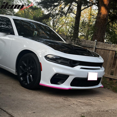 Fits 15-23 Dodge Charger Front Bumper Lip Spoiler Splitter Protector ABS Pink