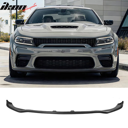 IKON MOTORSPORTS, Front Bumper Lip Protector Compatible With 2020-2023 Dodge Charger Scat Pack 392 SRT Widebody, Factory Style PP Polypropylene Splitter Protector 1PC, 2021