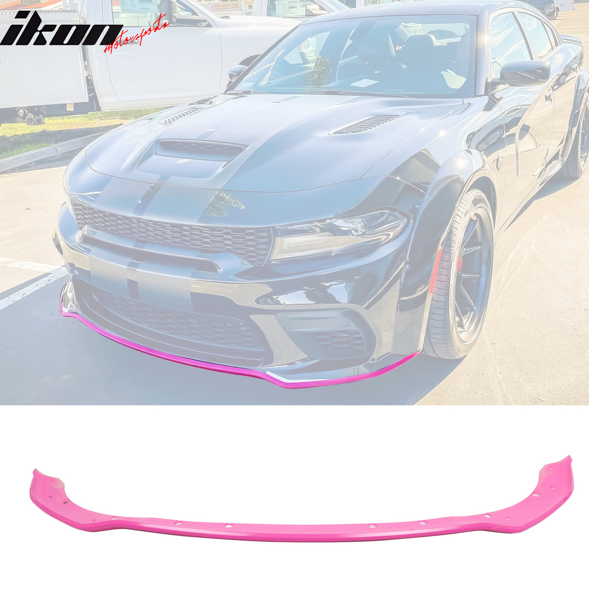 IKON MOTORSPORTS, Front Bumper Lip Protector Compatible With 2020-2023 Dodge Charger Widebody, OE Style ABS Injection Lower Splitter Guard Protection 1PC