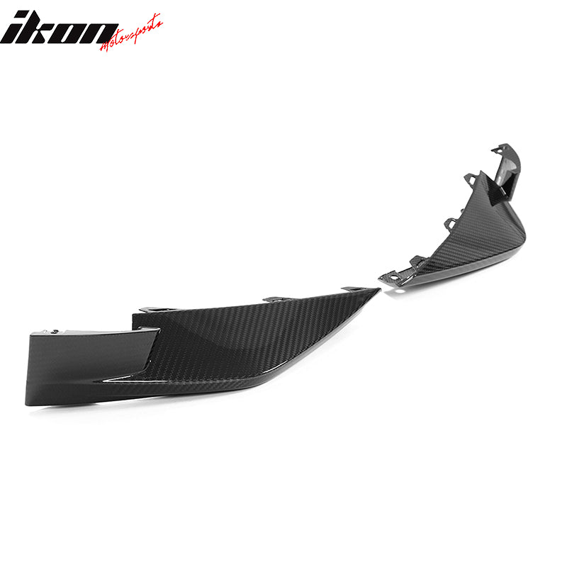IKON MOTORSPORTS, Dry Carbon Fiber Front Lip Splitters Compatible With 2021-2023 BMW G80 M3 Sedan & G82 M4 Coupe & G83 M4 Convertible, 2PCS Front Bumper Lip Splitters Guard OE Style Gloss Black