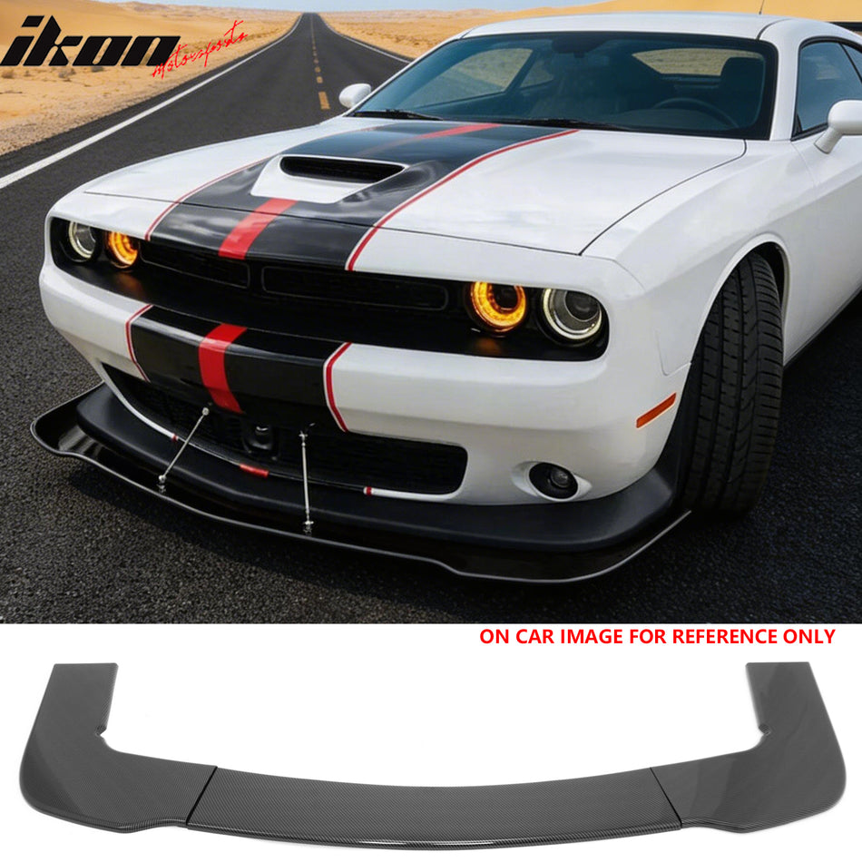 2015-2023 Dodge Challenger SRT Hellcat Carbon Fiber Print Front Bumper Lip PP 3PCS