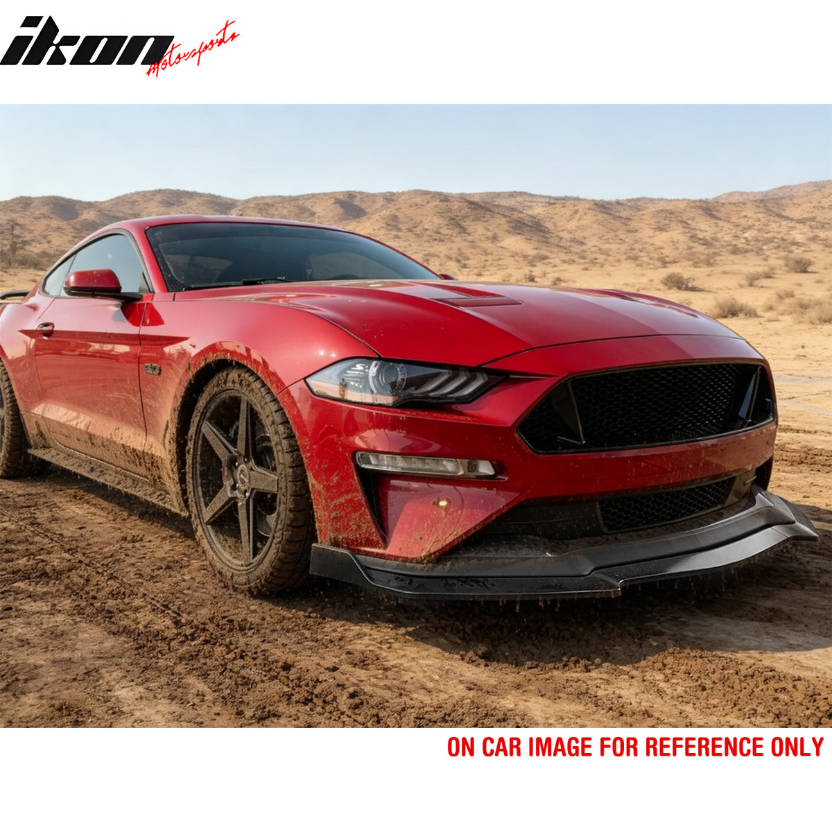 Fits 18-23 Ford Mustang EcoBoost/GT Front Bumper Lip Spoiler PP Gloss Black 3PCS