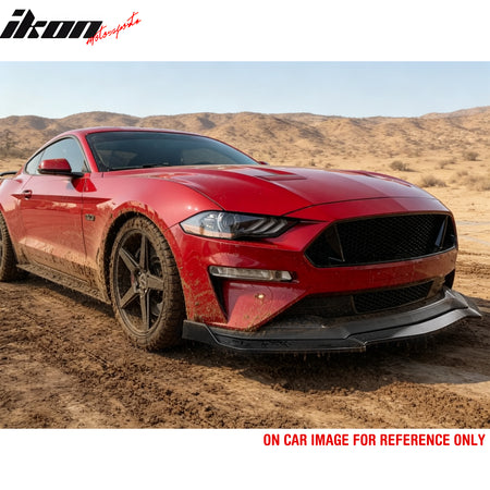 Fits 18-23 Ford Mustang EcoBoost/GT Front Bumper Lip Spoiler PP Gloss Black 3PCS