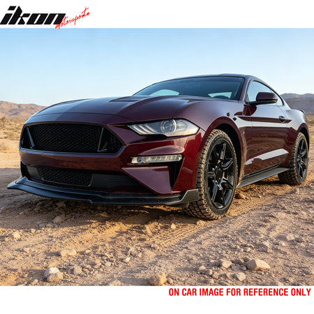 Fits 18-23 Ford Mustang EcoBoost/GT Front Bumper Lip Spoiler PP Gloss Black 3PCS