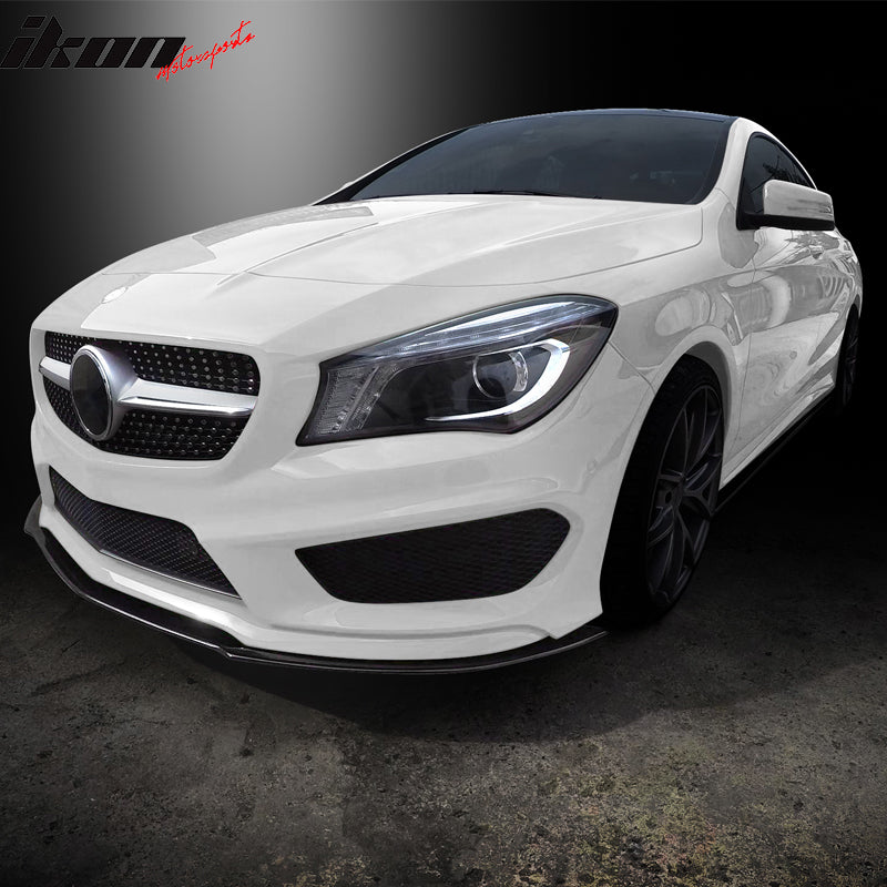 IKON MOTORSPORTS, Front Bumper Lip Compatible With 2014-2018 Mercedes-Benz C117 CLA Class, Coated Textured Matte Black Front Lower Air Dam Chin Guard