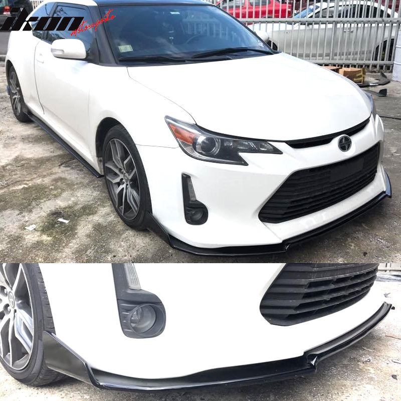 Front Bumper Lip Compatible With 2014-2016 Scion TC, V1 Style Unpainted Black PU Splitter Valance Chin Diffuser Body kit by IKON MOTORSPORTS, 2015