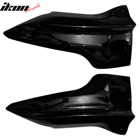 IKON MOTORSPORTS, Front Bumper Lip Splitter Winglets Compatible With 2020-2024 Tesla Model Y, 2PCS Front Bumper Lip Bodykit Splitter Canard Protector PP Gloss Black, 2021 2022