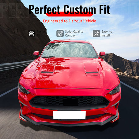 IKON MOTORSPORTS Front Bumper Corner Winglets, Compatible with 2018-2023 Ford Mustang Ecoboost & GT, GT500 Style Gloss Black ABS Plastic Air Dam Chin Spoiler Protector Splitter 2PCS