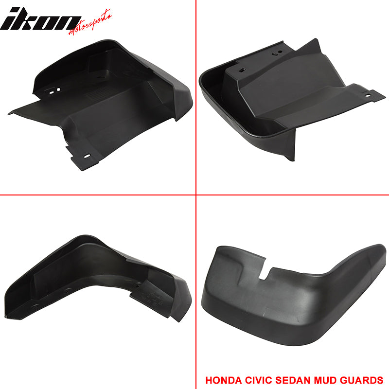 Splash Guard Compatible With 2006 2011 Honda Civic 4DR Sedan Factory Style PU Black Bodykit by IKON MOTORSPORTS 2007 2008 2009 2010 Ikon Motorsports