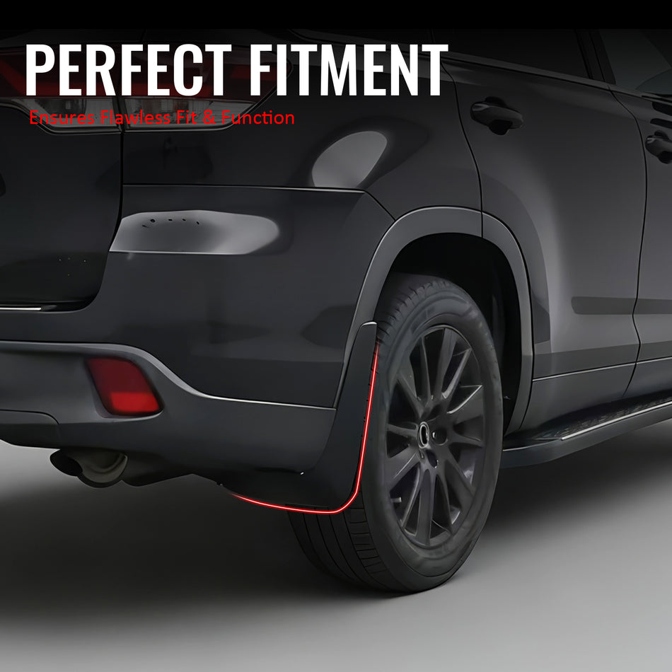 IKON MOTORSPORTS Mud Flap, Compatible with 2014-2019 Toyota Highlander, Black PP Polypropylene Mud Guards Splash, Front Rear 4PCS Set