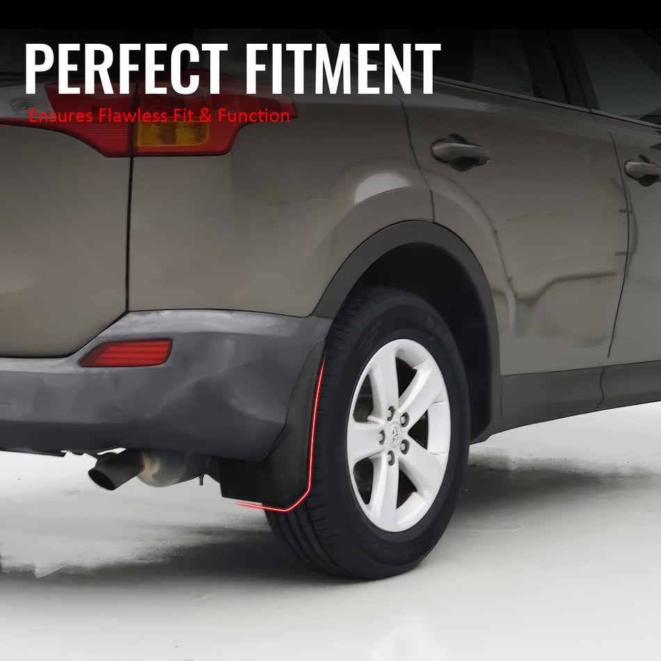 IKON MOTORSPORTS Mud Flap, Compatible with 2013-2015 Toyota RAV4 L / XLE / Limited (Not Fit 2013-2014 RAV4 EV), Black PP Polypropylene Mud Guards Splash, Front Rear 4PCS Set