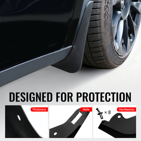 Fits 20-24 Tesla Model Y Front Rear Mud Guards Splash Flaps Fender Black PP 4PCS