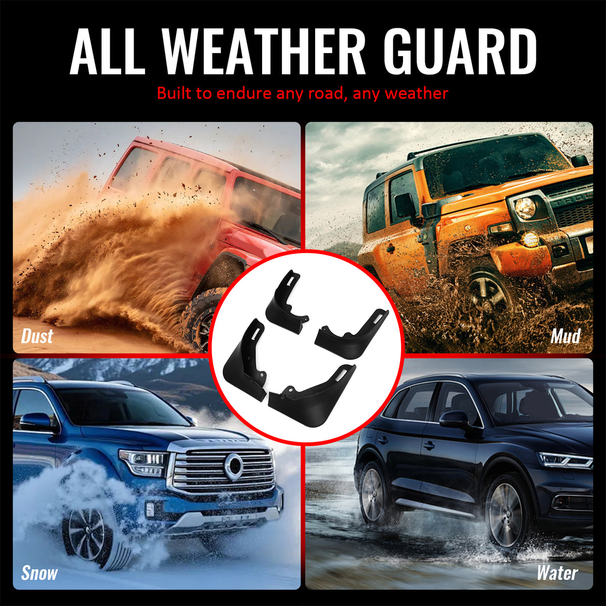 Fits 20-24 Tesla Model Y Front Rear Mud Guards Splash Flaps Fender Black PP 4PCS