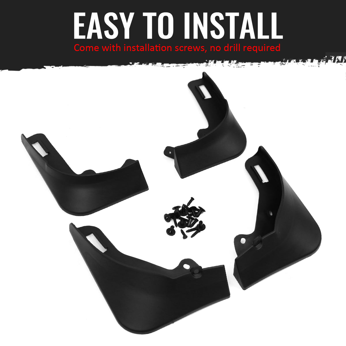 Fits 20-24 Tesla Model Y Front Rear Mud Guards Splash Flaps Fender Black PP 4PCS