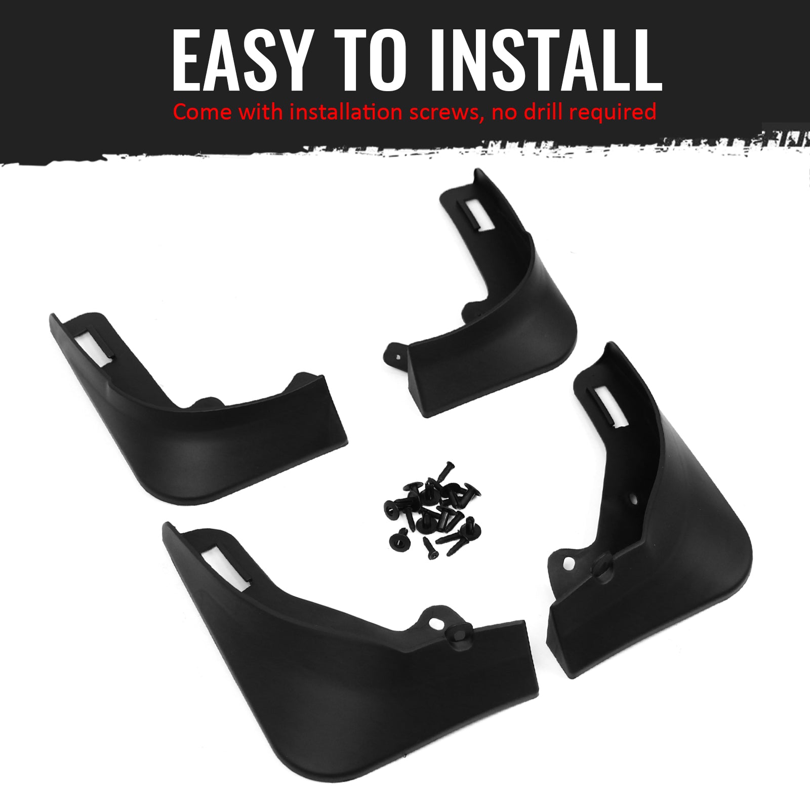 Fits 20-24 Tesla Model Y Front Rear Mud Guards Splash Flaps Fender Black PP 4PCS