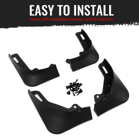Fits 20-24 Tesla Model Y Front Rear Mud Guards Splash Flaps Fender Black PP 4PCS
