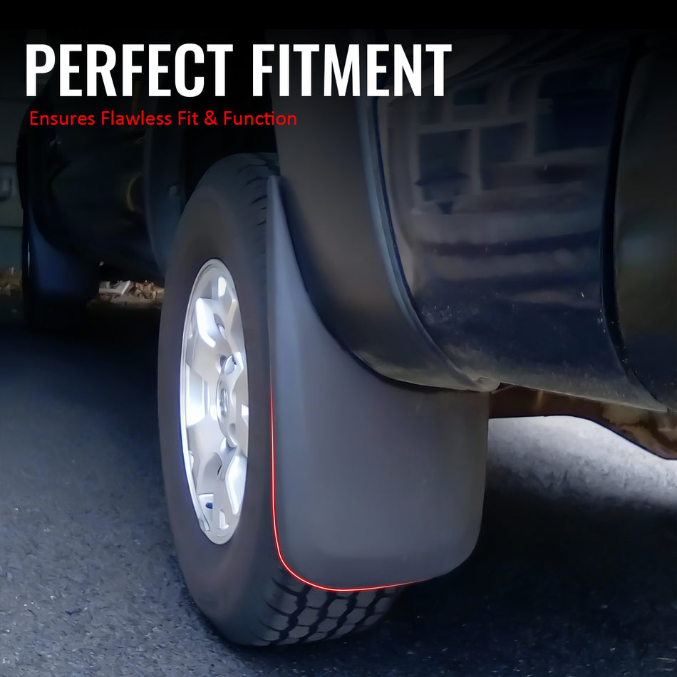 IKON MOTORSPORTS Mud Flap, Compatible with 2005-2015 Toyota Tacoma with OEM Fender Flares (Not Fit X-Runner), Black PP Polypropylene Mud Guards Splash, Front Rear 4PCS Set