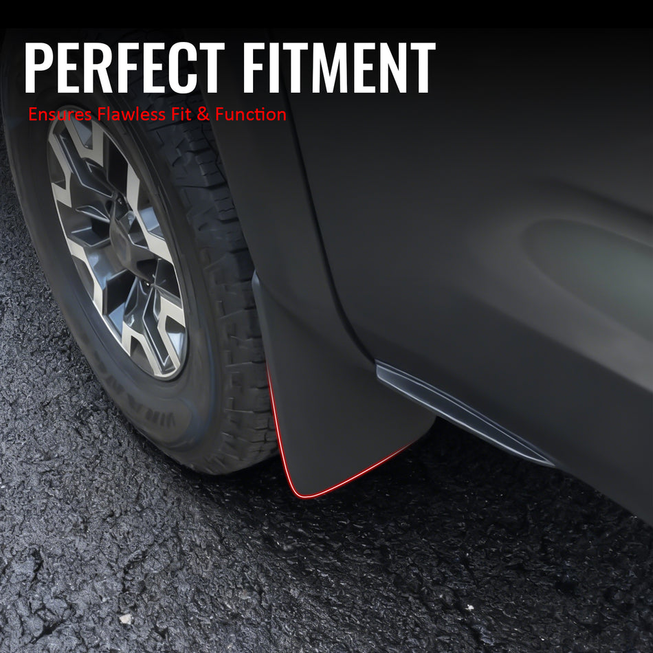 IKON MOTORSPORTS Mud Flap, Compatible with 2016-2023 Toyota Tacoma with OEM Fender Flares (Not Fit SR Models), Black PP Polypropylene Mud Guards Splash, Front Rear 4PCS Set